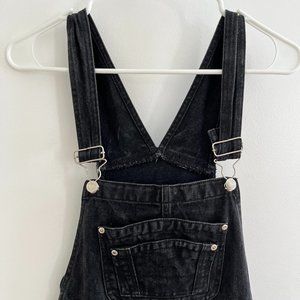 Gasoline black washed jean overalls
